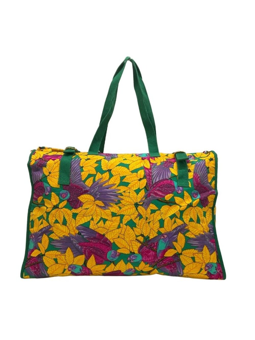 Hermes Tote Orange Green Multi Botanical Pattern Cotton